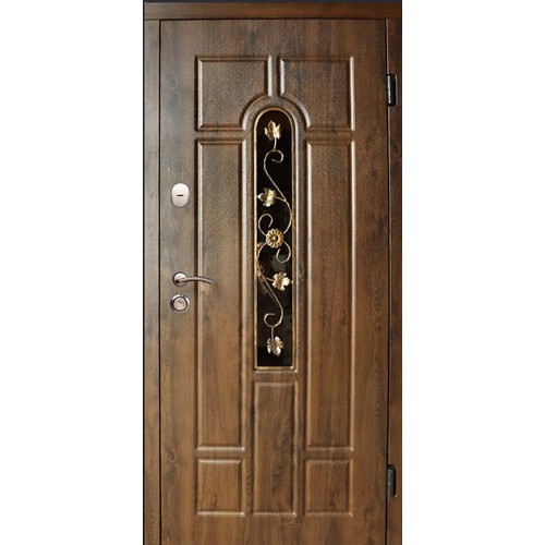 Двері вхідні Арка скло + ковка (Стандарт плюс) Redfort дуб бронзовий (ПВХ-02)