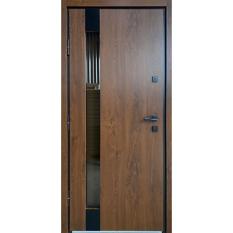 Двери входные Крона со стеклом (Эталон) Redfort дуб бронзовый (ПВХ-02)