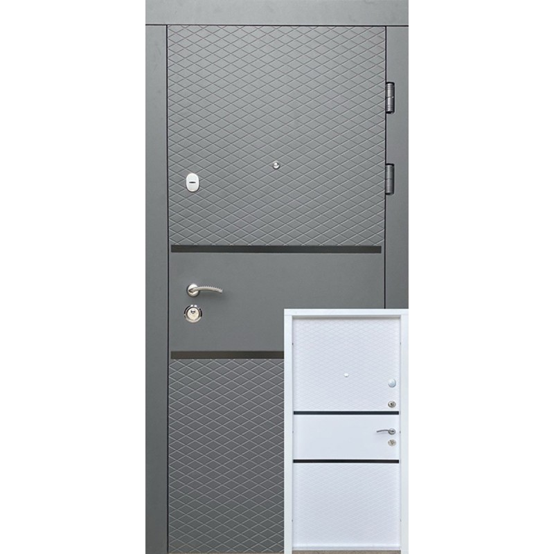 Вхідні двері Грація (Комфорт) Redfort антрацит / білий супермат