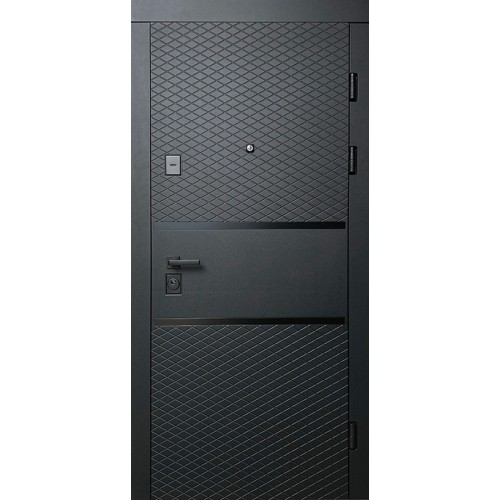 Двері вхідні Грація (Комфорт) Redfort чорна шагрень / білий супермат