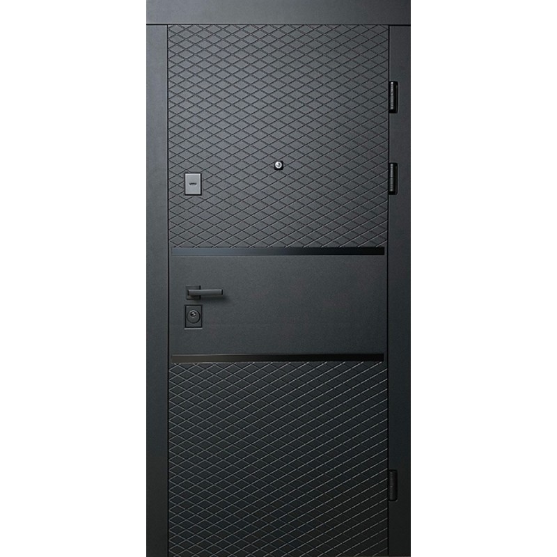 Двері вхідні Грація (Комфорт) Redfort чорна шагрень / білий супермат