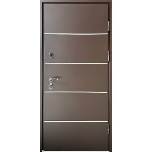 Вхідні двері Стріт Браун (Комфорт) Redfort коричнева структура + молдинги / темний горіх ПВХ-80