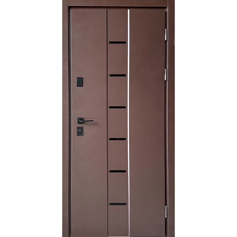 Вхідні двері Ніка Метал/МДФ Коричнева Redfort RAL 8017 Т147 / дуб темний