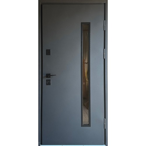 Двері вхідні Стріт Грей Люкс зі склом Redfort графіт структура / графіт матовий