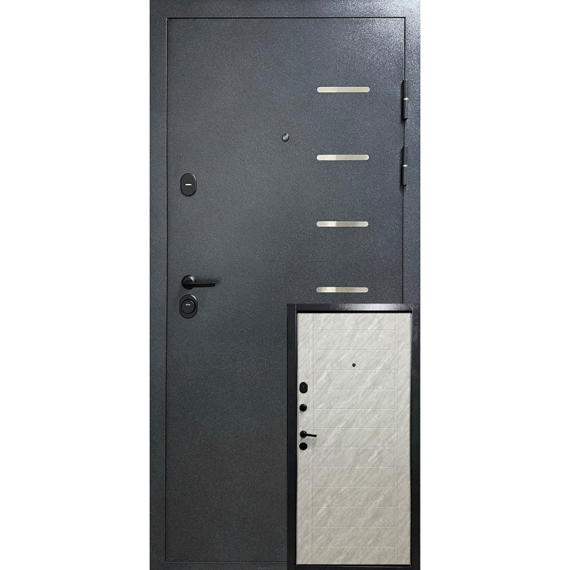 Двери входные Торонто (Комфорт) Redfort серебряный антик / светлый ПВХ