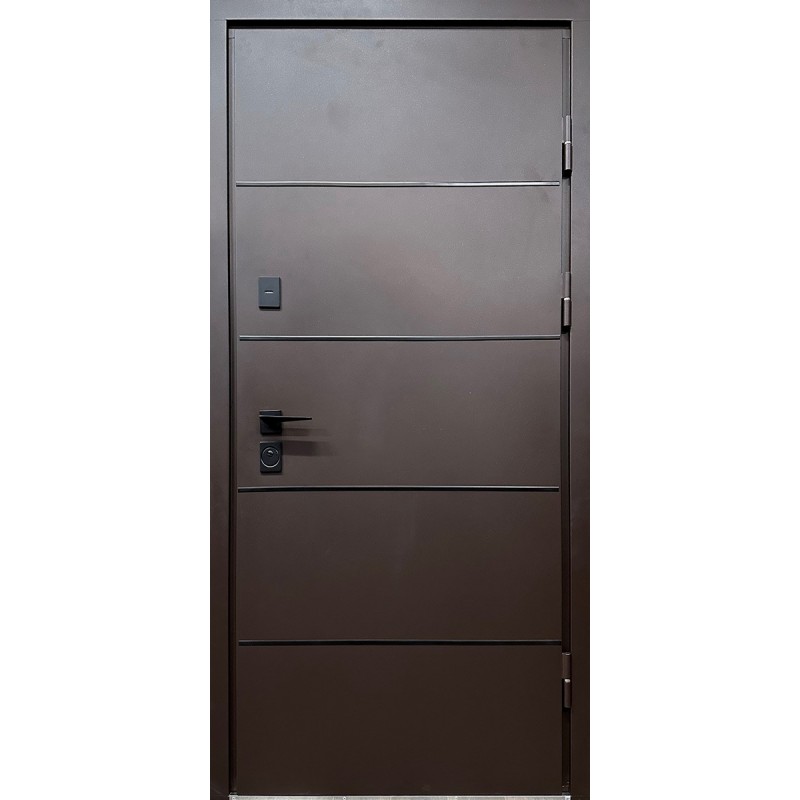 Двери входные Стрит Браун Люкс (4 контури) Redfort коричневая структура / темный орех ПВХ-80