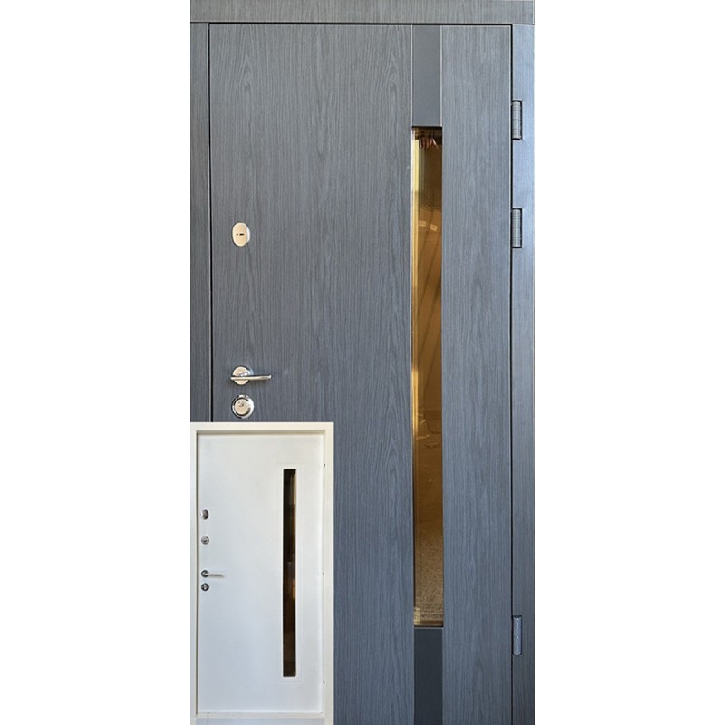 Двери входные Авеню Серая (Комфорт) Redfort сублимация серая / белое дерево