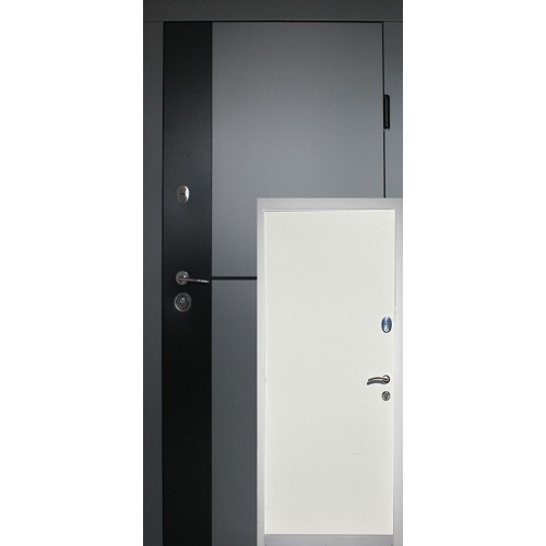 Вхідні двері Марсель (Композит) Redfort сірий + чорний композит / біле дерево