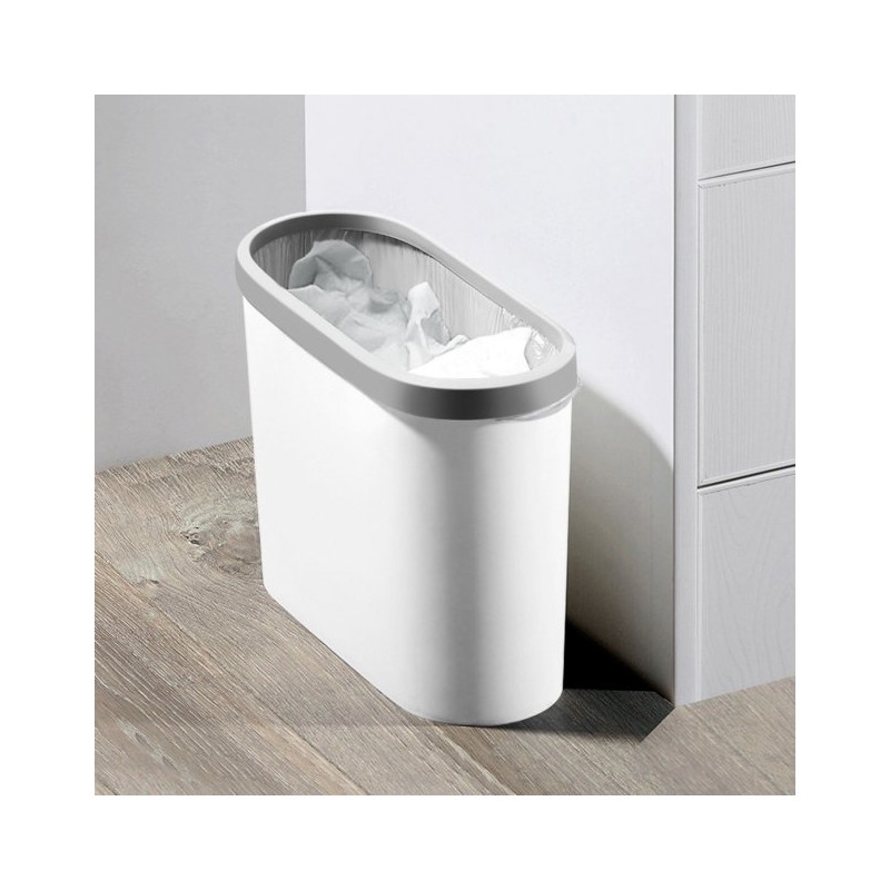 Мусорное ведро узкое без крышки BIN-08 10L WHITE