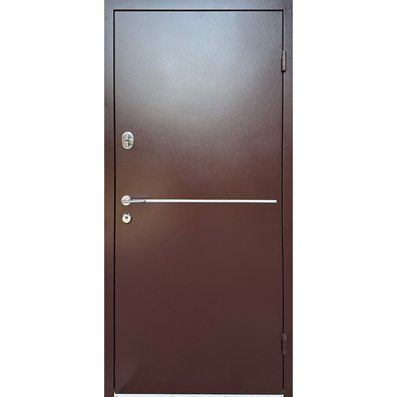 Вхідні двері Блейд Redfort коричневий (RAL 8017)/дуб бронзовий (ПВХ-02)