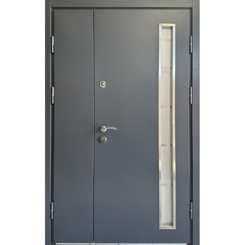 Двері вхідні Метал/МДФ 1200 мм зі склом Redfort сірий (RAL 7024)/антрацит