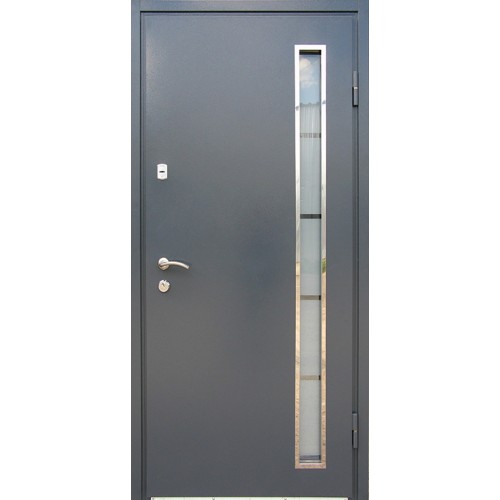 Двері вхідні Метал/МДФ зі склом Redfort сірий (RAL 7024)/антрацит