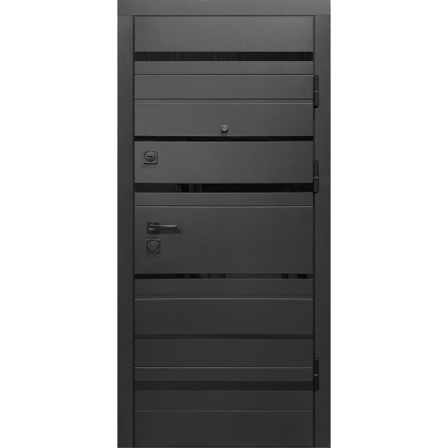 Двері вхідні City Style 3 чорна крокрень/олово супермат