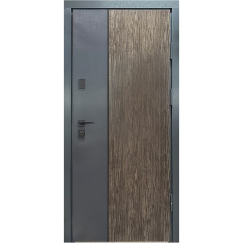 Двері вхідні City Lux 1 лампра дуб вулканічний + антрацит/ПВХ-05